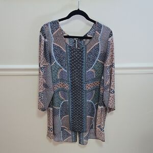 Ava & Viv Blue and Pink Patterned Tunic